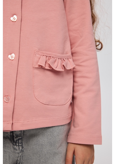 Panço Kız Çocuk Cep Detaylı Düğmeli Örme Pembe Hırka 2521GK82003