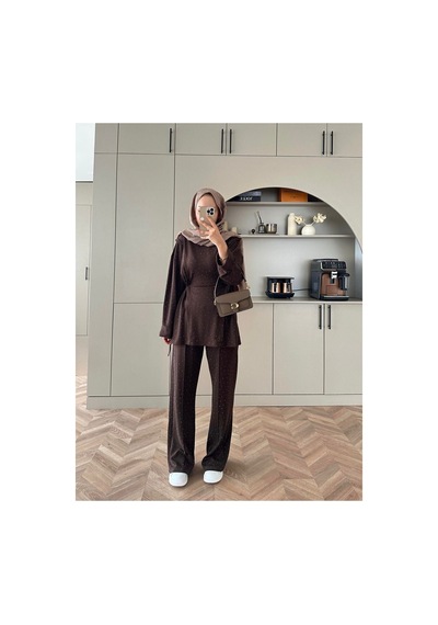 Unika Boutique Moree Taşlı İkili Takım Kahverengi