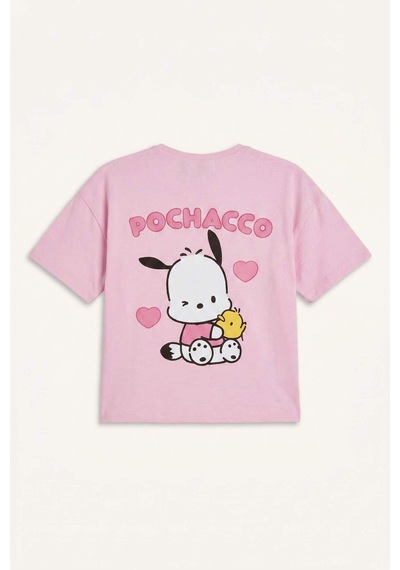 Defacto %100 Pamuk Pochacco Lisanslı Penye Kısa Kollu Leylak Tişört Kız Bebek H9402a526aupr66 Mor-pr66
