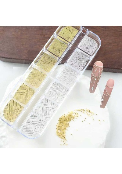 12li Tırnak Süsleme Parlak Metal Havyar Taşları Küçük Boy Nail Art Boncukları Wn-523