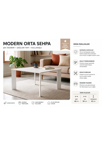 Modern Orta Sehpa Beyaz