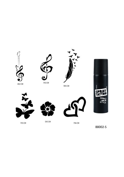 Airbrush Tattoo Nota Ve Kalpler Spray Tattoo Geçici Sprey Dövme Seti