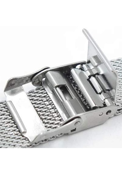 Saatse 22mm Metalik Gri Gümüş Kalın Spor Hasır Çelik Saat Kordonu Kayış