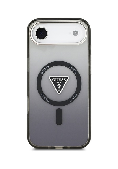 Apple Uyumlu iPhone 17 Air Kılıf Guess Lisanslı M-safeli Iml Baskılı Üçgen Logolu Metal Kamera Çerçeveli Siyah Siyah