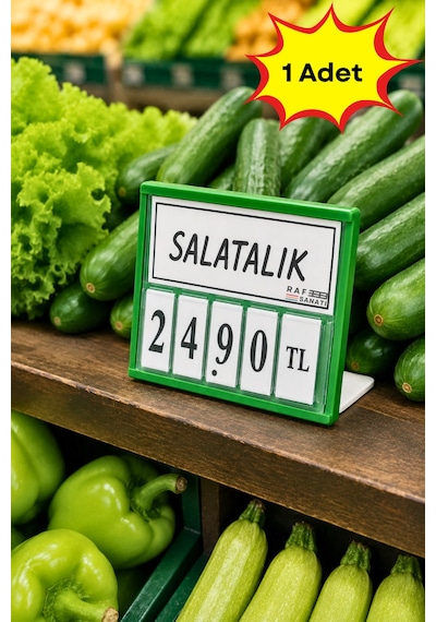 Fiyat Kasetlik Manav Kasap Şarküteri Etiketi Rakamlı Fiyatlık Ayaklı Küçük Boy 77x62 Mm Yeşil