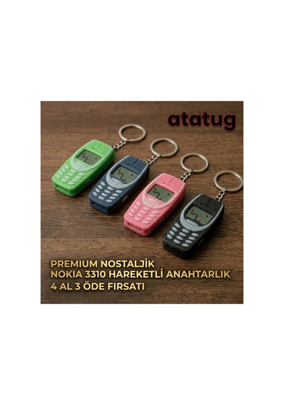 Premium Siyah 3d Baskı Nostaljik Tuşlu Telefon Anahtarlık - İkonik Yılan Oyunu Figürlü Siyah