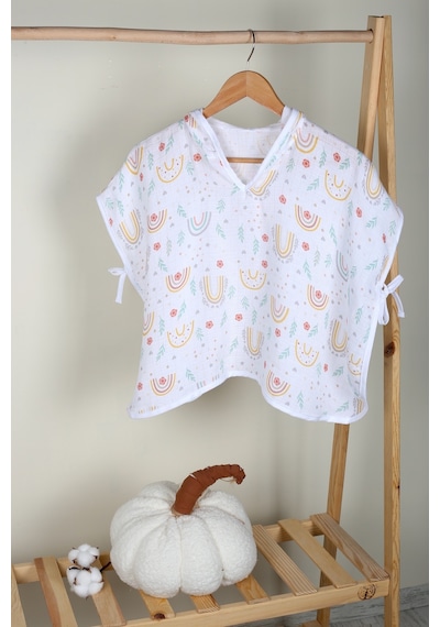 Luckka %100 Pamuk Bebek Çocuk Müslin Panço - Ztpanço 001