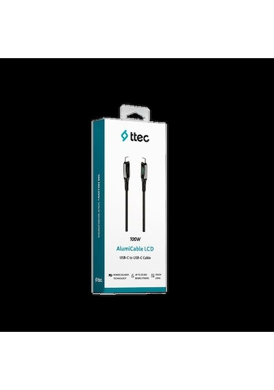 Ttec 2dk57s Alumicable Lcd Usb-c Usb-c 100w Pd/qc 150cm Hızlı Şarj/data Kablosu ,siyah