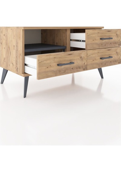Hyperion Şifonyer Tek Raflı 3 Çekmeceli 88x44x48 Çam-antrasit/çam Antrasit/çam