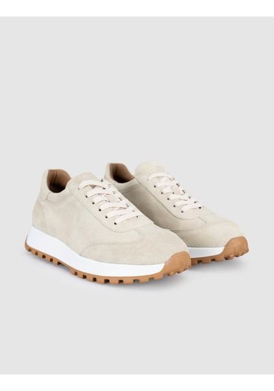 Krem Süet Deri Kadın Sneaker Ayakkabı