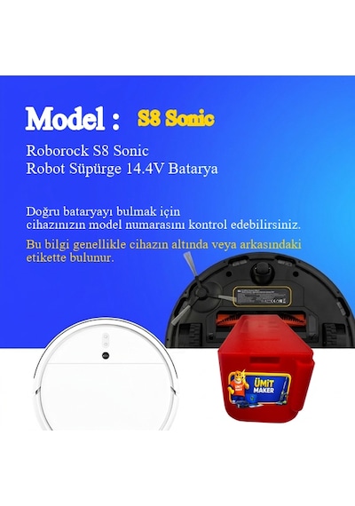 Roborock S8 Sonic Robot Süpürge 5200 Mah 14.4v Batarya