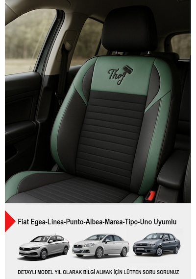 Naz Oto Thor Tay Tüyü Oto Koltuk Kılıfı Fiat Egea-linea-punto-albea-marea-tipo-uno Uyumlu Yeşil