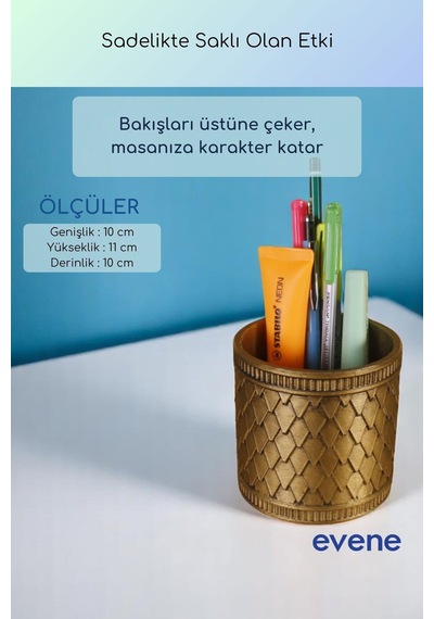 Kalemlik Masa Kalemliği Organizer Kalemlik Altın Eskitme Renk Model 87 Çok Renkli