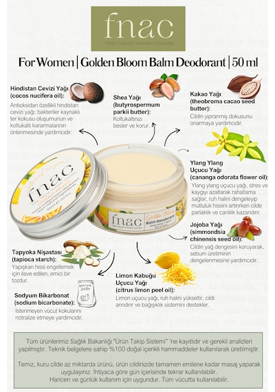 %100 Doğal İçerikli Ter Kokusu Önleyici Krem Deodorant Alüminyumsuz Alkolsüz Doğal Deodorant Kadın