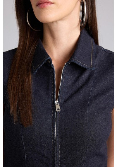 Defacto Fermuarlı Mini Jean Elbise H6340ax26smnm82 Mavi-nm82