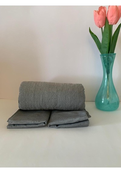 Battal Boy Yastıklı Çarşaf Takımı %100 Pamuklu 180x200 Grikoyu