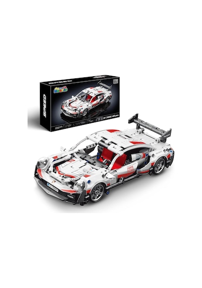 1:18 Spor Araba Modeli Teknik Yapım Seti Kendin Yap Boz 455 Parça Beyaz