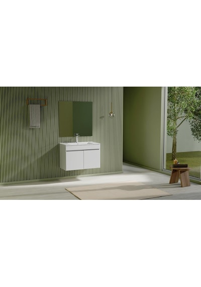 Creavit Flexio 80 Cm Katlanabilir Banyo Dolabı Beyaz Set