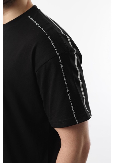 Madmext Siyah Overfit Baskılı Erkek Şort T-shirt Takım E7302 Siyah