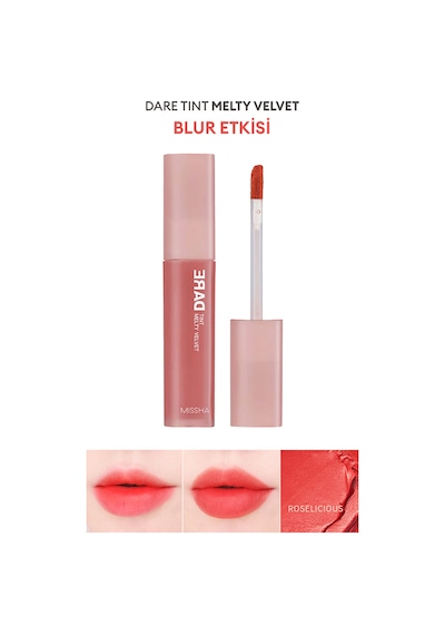 Uzun Süre Kalıcı, Bulaşma Yapmayan, Kadifemsi Bitiş Sunan Tint Dare Tint Melty Velvet Roselicious 0 05313365