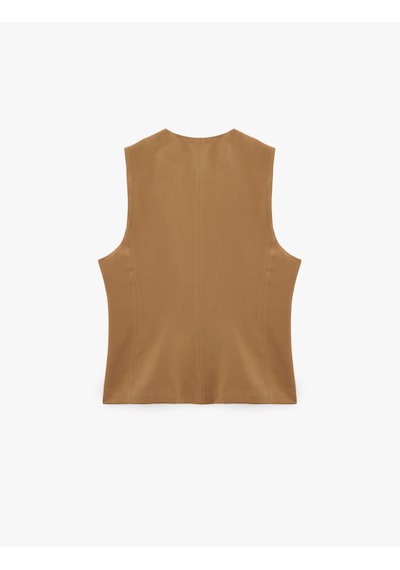 Koton Slim Fit Ayarlanabilir Kapama Detaylı Kruvaze Yelek Kahverengi 6sak20173ew Kahve