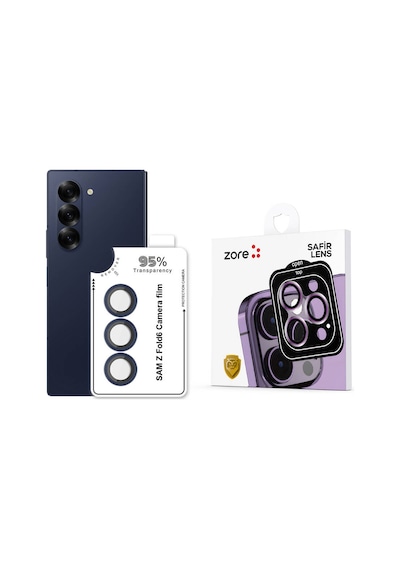 Zore Galaxy Z Fold 6 Cl-11 Safir Parmak İzi Bırakmayan Anti-reflective Kamera Len Mavi