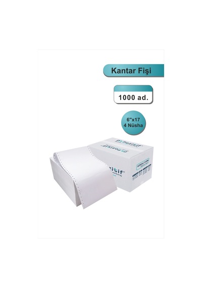 6x17 Kantar Fişi 4 Nüsha 1000 Adet , Beyaz Otokopili Sürekli Form 6''x17 Cm