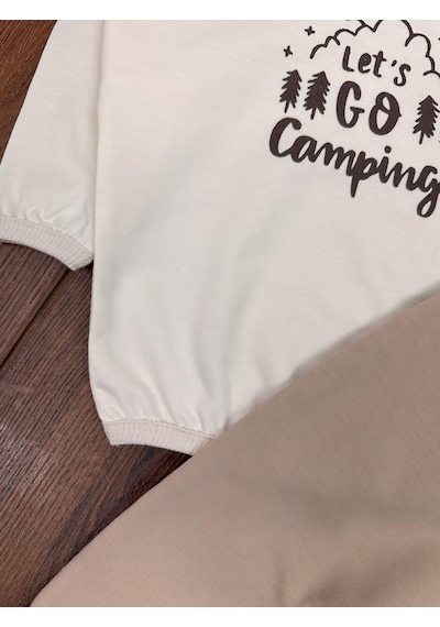 Bebicix Let's Go Sweatshirt Salopet Erkek 2'li Takım Krem