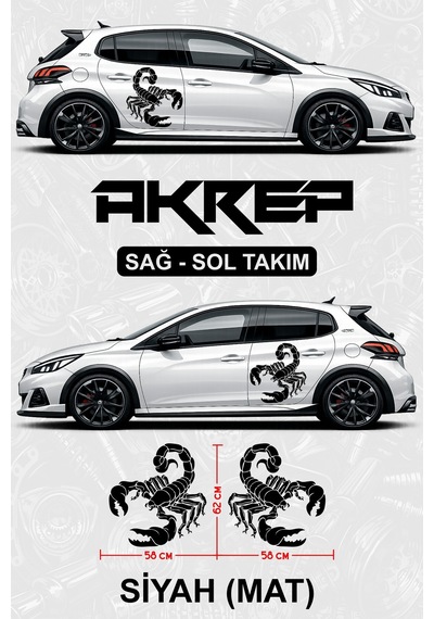 Akrep Yan Kapı Sticker Seti Siyahmat - 853665230