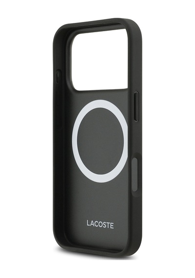 Apple Uyumlu iPhone 17 Pro Kılıf Lacoste Lisanslı M-safe Özellikli Pu Pike Desenli Metal Logolu Kapak Lacivert