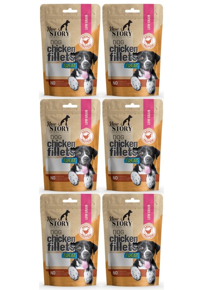 New Story Dog Chicken Fillets Tavuk Etli Şerit Köpek Ödülü 6 x 80 G