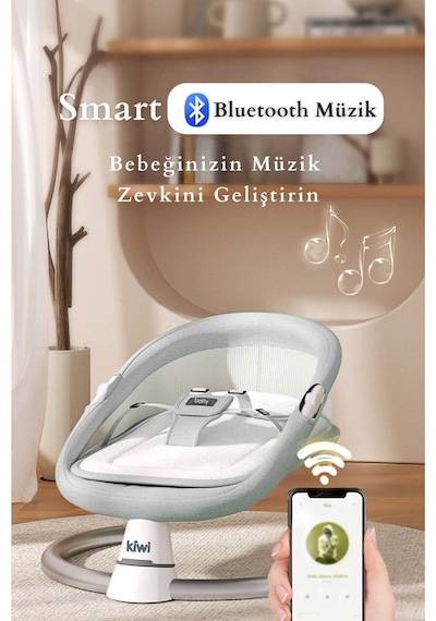 Kiwi Dolly 2in1 Otomatik Sallanan Kademe Ayarlı Beşik Ve Anakucağı - Gri