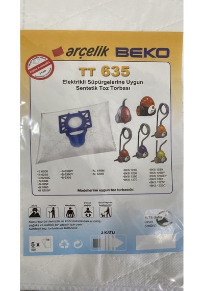 -Beko Uyumlu Tt 635 Elektrikli Süpürge Toz Torbası