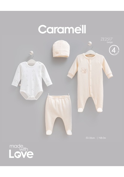 Caramell Teddy Bear Tulumlu 4'lü Set Bej renkli