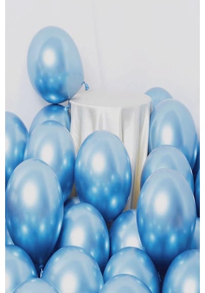 Balonevi 12 Inç Krom Balon Mavi Parti Süsleme Balonu 10 Adet