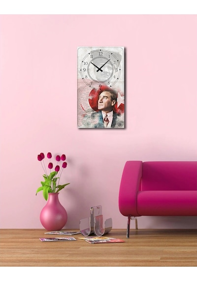 Decorıta Cam Saat | Atatürk Desen Çok Renkli