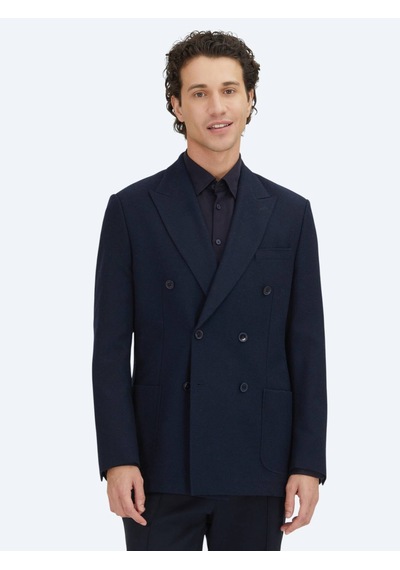 Kip Lacivert Düz Modern Fit Yün Karışımlı Ceket Lacivert
