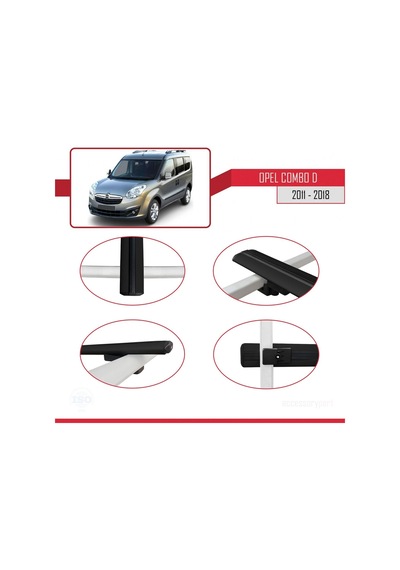Opel Combo D 2012-2018 Arası İle Uyumlu Basic Model Ara Atkı Tavan Barı Siyah 3 Adet