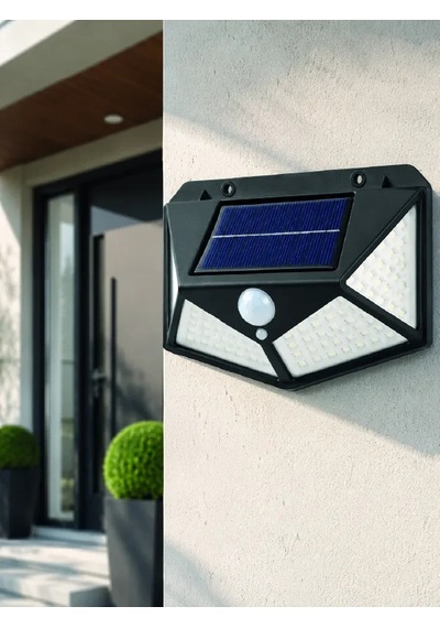 Bahçe Balkon Garaj Ve Girişler İçin Güneş Enerjili Hareket Sensörlü Led Duvar Lambası .
