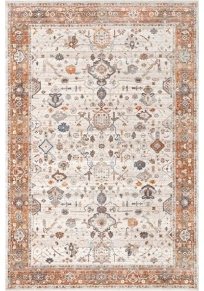 Tr Osima Vintage Desenli Şönil Pamuk Tabanlı Yıkanabilir Kaymaz Antibakteriyel Salon Halısı 200x300 Diğer