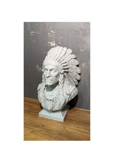 3d Baskı Kızılderili Şefi Büst Heykel Dekoratif Biblo 16 Cm
