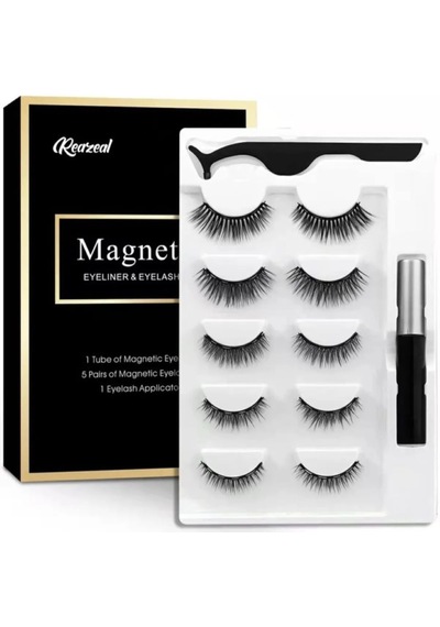 Reazeal Manyetik Kirpikler Ve Eyeliner Seti Doğal Takma Kirpik,