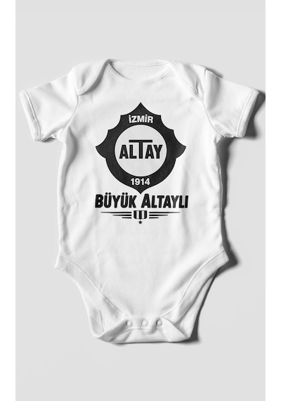 Morivokids Büyük Altaylı Altayspor Kısa Kollu Bebek Body %100 Pamuk Beyaz