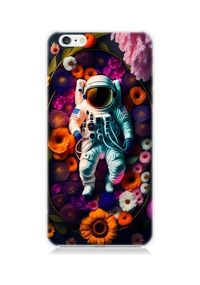 Apple Uyumlu iPhone 6 Silikon Kılıf Astronot Ve Çiçekler