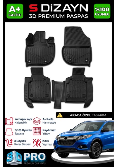 Honda Hr-v 3d Pro Havuzlu Paspas 2021 Üzeri A+ Kalite 3ds-sdz139