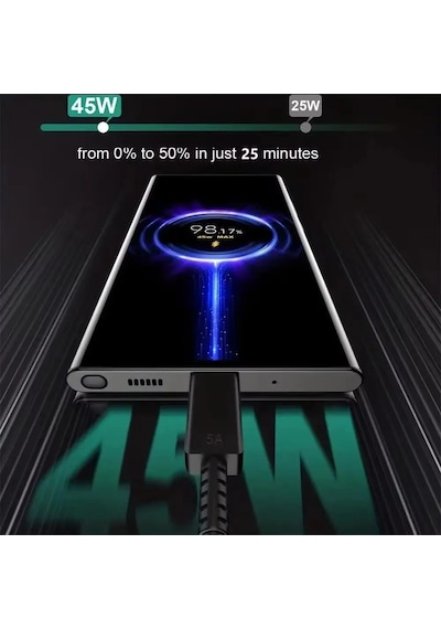 45w Pd Usb C Şarj Cihazı Süper Hızlı Şarj Cihazı Tip C Kablosu Samsung Galaxy S22 S23 Ultra Note 20 Hızlı Şarj Telefon Şarj Adaptörü