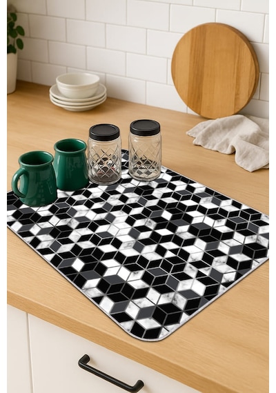 Siyah Petek Microfiber Bulaşık Kurutma Kurulama Matı Mm010