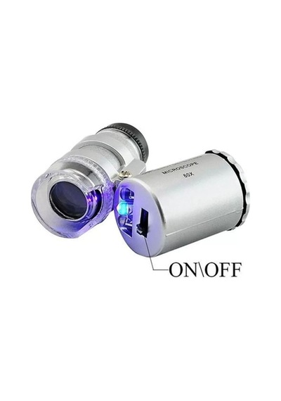 60x Mini Cep Mikroskop Led+uv Işık Kuyumcu Antikacı Büyüteç 9882