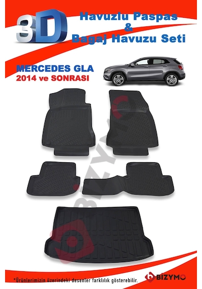 Mercedes Gla 2014 Ve Sonrası Paspas Ve Bagaj Havuzu Seti Siyah