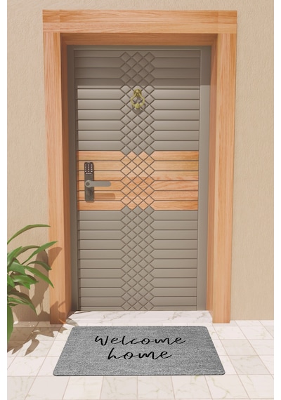 Rugmood Modern Dijtal Baskı Gri Welcome Home Kapı Önü Paspası Kapı Önü Paspası Çok Renkli